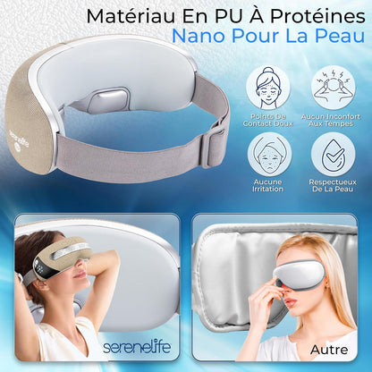 Masque Chauffant Yeux – Masseur Oculaire Intelligent Avec Chaleur, Refroidissement, Compression D’Air, Vibration, Bluetooth, 5 Modes, Masseur De Tête Sans Fil, Pliable, Cadeau Femme Homme