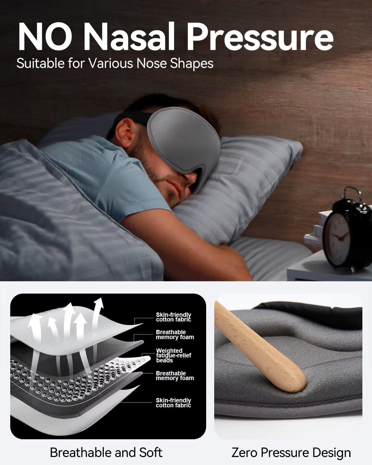 3D Soft Eye Mask for Sleeping Eyeshade Block Out Light Sleep Aid Eyepatch Breathable Eyecover Blindfold Travel Relax Slaapmask
