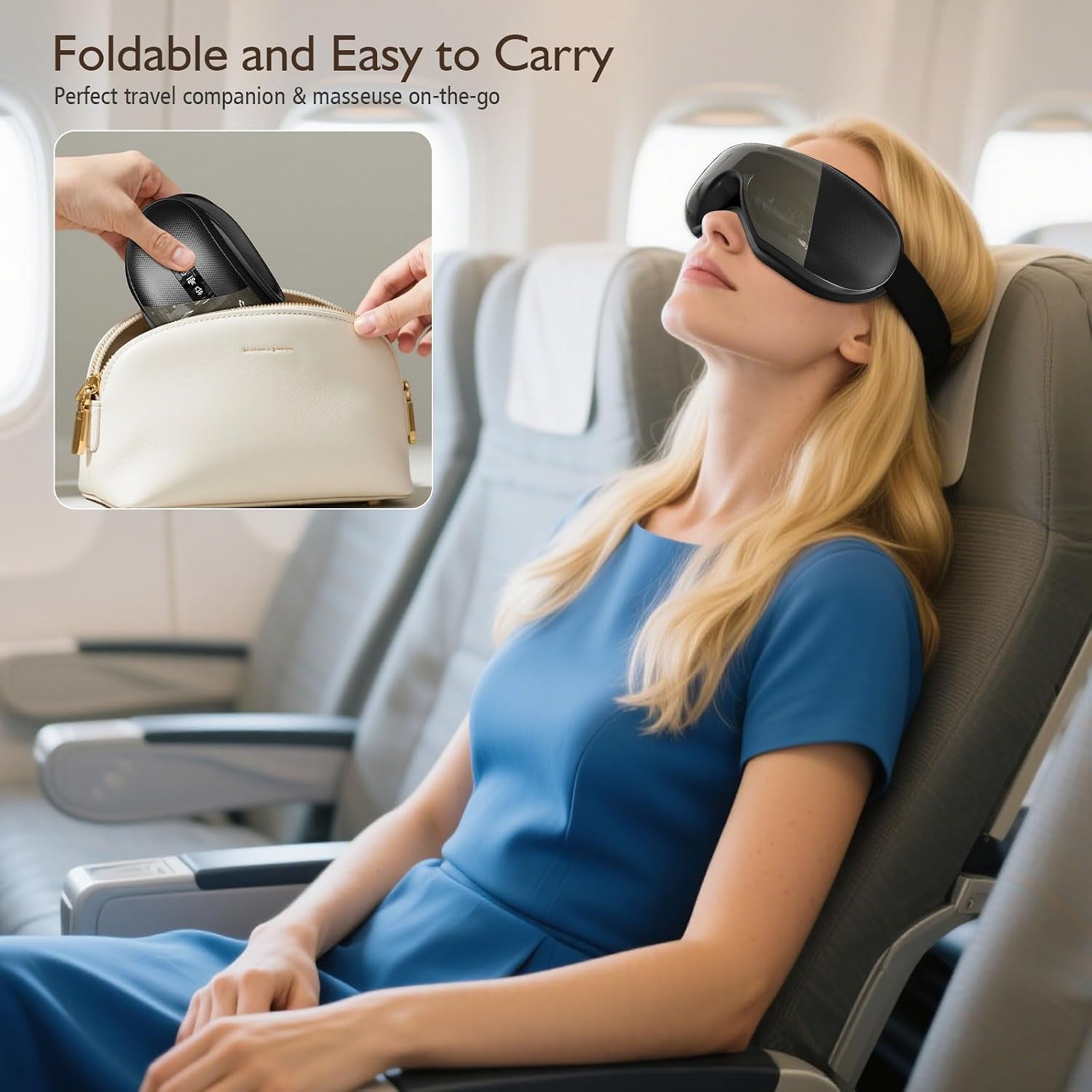 Masseur Oculaire Avec Chaleur & Bluetooth, Masque Des Yeux Chauffant Pour Fatigue Oculaire, Idée Cadeau Fête Des Pères, Cadeaux Homme, Papa, Noir