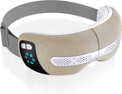Masque Chauffant Yeux – Masseur Oculaire Intelligent Avec Chaleur, Refroidissement, Compression D’Air, Vibration, Bluetooth, 5 Modes, Masseur De Tête Sans Fil, Pliable, Cadeau Femme Homme