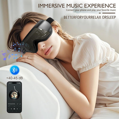 Masseur Oculaire Avec Chaleur & Bluetooth, Masque Des Yeux Chauffant Pour Fatigue Oculaire, Idée Cadeau Fête Des Pères, Cadeaux Homme, Papa, Noir